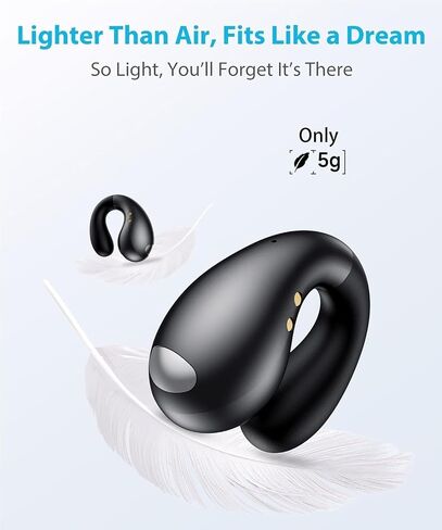Boytond Ultra Open Ear Earbuds - Ergonomic Clip-On Earbuds, Small Bone Conduction Over-The-Ear Headphones with Waterproof Design, Perfect Running Headphones for Sports and Fitness, Onyx Black in Saudi Arabia
