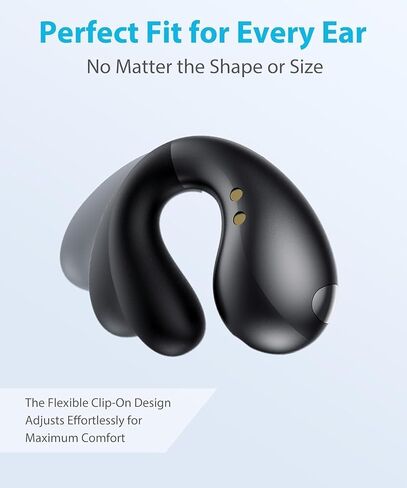 Boytond Ultra Open Ear Earbuds - Ergonomic Clip-On Earbuds, Small Bone Conduction Over-The-Ear Headphones with Waterproof Design, Perfect Running Headphones for Sports and Fitness, Onyx Black in Saudi Arabia