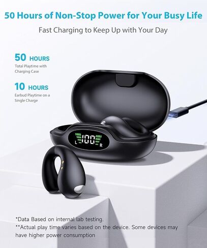 Boytond Ultra Open Ear Earbuds - Ergonomic Clip-On Earbuds, Small Bone Conduction Over-The-Ear Headphones with Waterproof Design, Perfect Running Headphones for Sports and Fitness, Onyx Black in Saudi Arabia