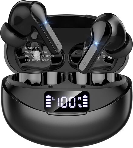 Wireless Earbuds Bluetooth 5.4 Headphones, Noise Cancelling Mic Ear Buds with 50H Playback, LED Digital Display, IPX7 Waterproof Earphones for Office/Running/Workout in Saudi Arabia