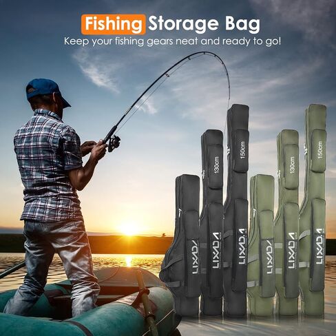 Lixada Fishing Rod Case, Portable Folding Fishing Rod Case Fishing Pole Reel Storage Bag Fishing Gears Organizer in Saudi Arabia