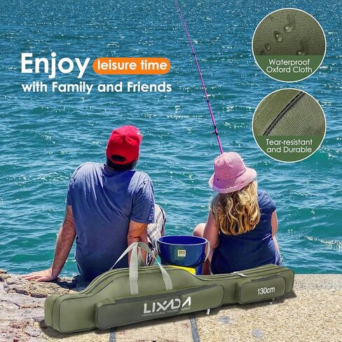 Lixada Fishing Rod Case, Portable Folding Fishing Rod Case Fishing Pole Reel Storage Bag Fishing Gears Organizer in Saudi Arabia