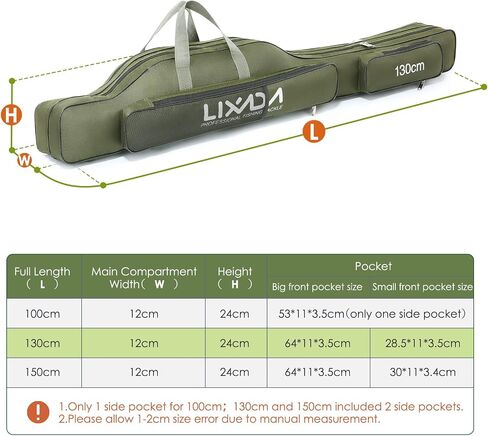 Lixada Fishing Rod Case, Portable Folding Fishing Rod Case Fishing Pole Reel Storage Bag Fishing Gears Organizer in Saudi Arabia