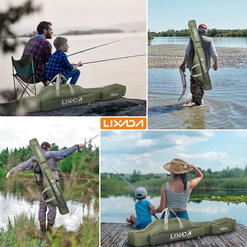 Lixada Fishing Rod Case, Portable Folding Fishing Rod Case Fishing Pole Reel Storage Bag Fishing Gears Organizer in Saudi Arabia