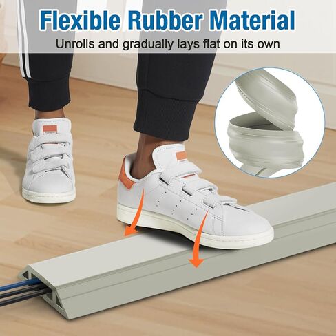 Eapele Floor Cord Cover 10ft Cord Covers for Wires on Floor, Heavy Duty Extension Cord Cover, Rubber Floor Cable Cover, Prevent Trip Hazard for Sidewalk Home Office Outdoor or Indoor Settings in Saudi Arabia