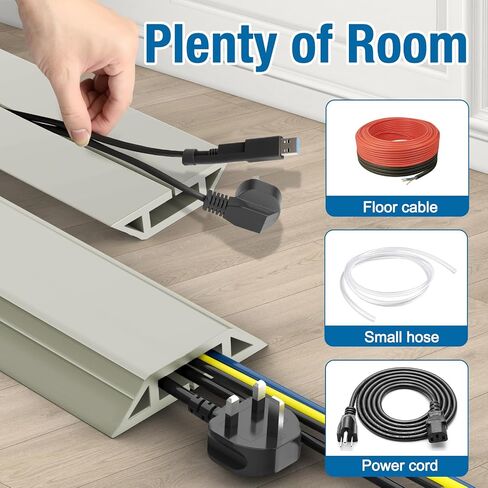 Eapele Floor Cord Cover 10ft Cord Covers for Wires on Floor, Heavy Duty Extension Cord Cover, Rubber Floor Cable Cover, Prevent Trip Hazard for Sidewalk Home Office Outdoor or Indoor Settings in Saudi Arabia