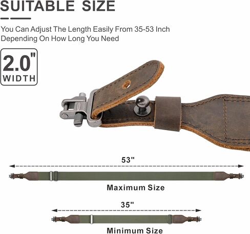 Aisin Gioro Rifles Slings, 2" Wide Weave Cotton Gun Slings with Double Layer Crazy Horse Leather Ends and for Rifles and Shotguns, Equip Gun Sling Swivels(Army green-01) in Saudi Arabia