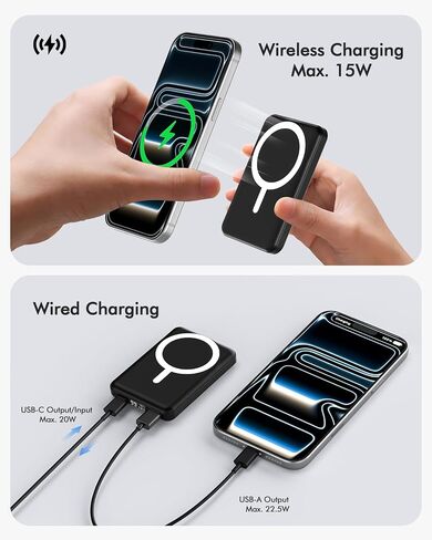 podoru for Magsafe Power Bank, 10000mAh Slim Magnetic Portable Charger | 22.5W PD Fast Charging, Travel Essentials with USB-C Cable LED Display, Wireless Battery Pack for iPhone 17-12 Series in Saudi Arabia