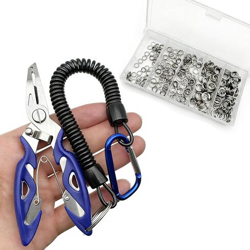 Pack of 201pcs Fishing Stainless Steel Split Rings 5 Sizes and Plier Set, Split Ring Capable of withstanding Large tensile Force and Fishing Plier Tool Kit for Saltwater Fishing Lure Connectors… in Kuwait