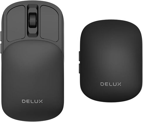 DELUX Wireless Bluetooth Pocket Mouse, 2-in-1 Sliding Mouse, Foldable and Slim Mouse, Quiet Clicks, Dual Mode 2.4Ghz&BT5.2, Up to 4000DPI, Rechargeable Battery, for Windows/MacOS/Android (MF20-Black) in Saudi Arabia