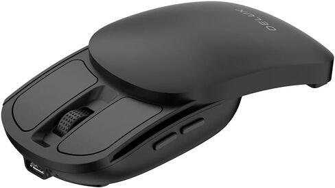 DELUX Wireless Bluetooth Pocket Mouse, 2-in-1 Sliding Mouse, Foldable and Slim Mouse, Quiet Clicks, Dual Mode 2.4Ghz&BT5.2, Up to 4000DPI, Rechargeable Battery, for Windows/MacOS/Android (MF20-Black) in Saudi Arabia