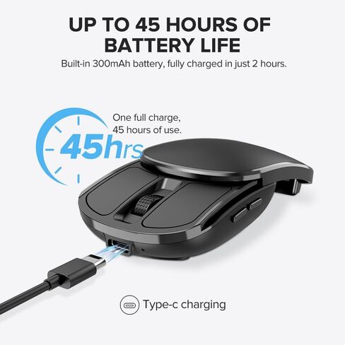 DELUX Wireless Bluetooth Pocket Mouse, 2-in-1 Sliding Mouse, Foldable and Slim Mouse, Quiet Clicks, Dual Mode 2.4Ghz&BT5.2, Up to 4000DPI, Rechargeable Battery, for Windows/MacOS/Android (MF20-Black) in Saudi Arabia