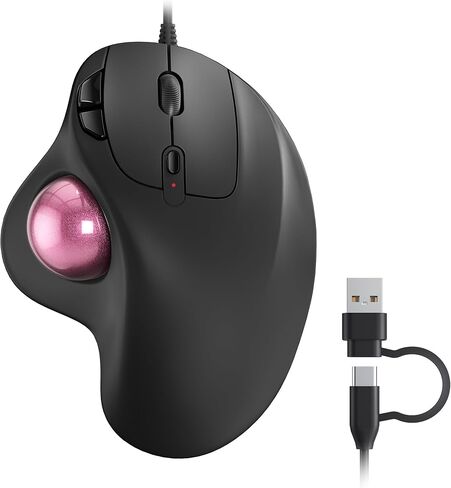 Nulea M509 Wired Trackball Mouse Ergonomic Thumb Control Type C USB | Smooth tracking mouse with Type C & USB connection, 5 DPI levels, 6 buttons, compatible with PC Mac Windows in Saudi Arabia