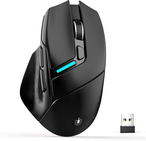 Uineer Wireless Mouse, Tri-Mode Bluetooth Mouse, USB-A Wired and 2.4G, | Switch among Bluetooth 5.0, 2.4G wireless and USB-A wired modes; 6 Adjustable DPI up to 12800 DPI,for Gaming and Office in Saudi Arabia
