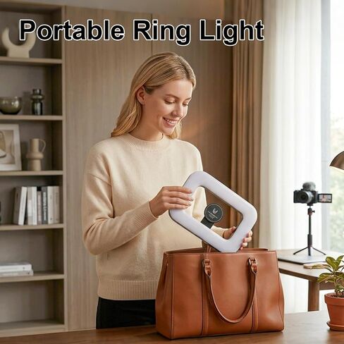 Rechargeable & Dimmable Selfie Light with Magnetic Stand, Mini Tripod | Built-in 3600mAh Battery, 3 Color Modes & 10 Dimming for Selfies, Live Streaming, Video Calls, and Vlogging in Kuwait