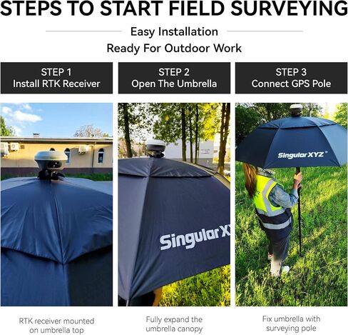 RTK Surveying Umbrella, GNSS Receiver Sunshade & Rain Protection for Outdoor Surveying, 5/8"-11 Standard Mount Compatible with RTK Receivers and Survey Poles, PP Material, 0.50kg Lightweight Design in Saudi Arabia