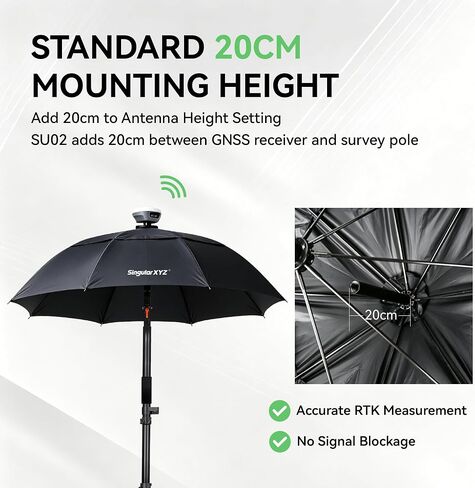 RTK Surveying Umbrella, GNSS Receiver Sunshade & Rain Protection for Outdoor Surveying, 5/8"-11 Standard Mount Compatible with RTK Receivers and Survey Poles, PP Material, 0.50kg Lightweight Design in Saudi Arabia