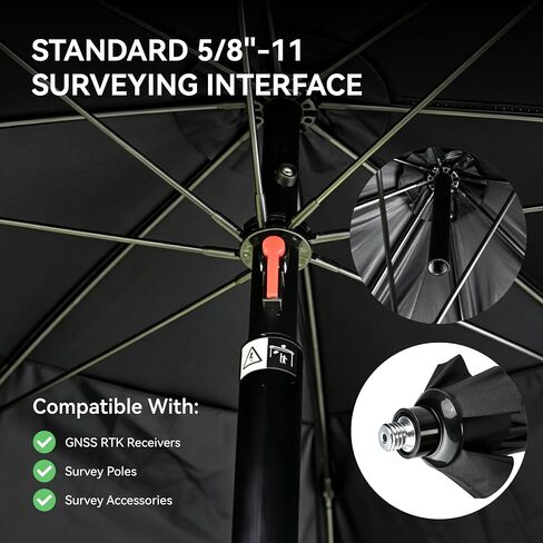 RTK Surveying Umbrella, GNSS Receiver Sunshade & Rain Protection for Outdoor Surveying, 5/8"-11 Standard Mount Compatible with RTK Receivers and Survey Poles, PP Material, 0.50kg Lightweight Design in Saudi Arabia
