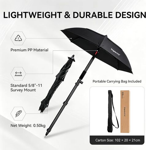 RTK Surveying Umbrella, GNSS Receiver Sunshade & Rain Protection for Outdoor Surveying, 5/8"-11 Standard Mount Compatible with RTK Receivers and Survey Poles, PP Material, 0.50kg Lightweight Design in Saudi Arabia