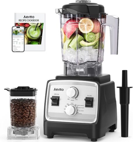Aeitto Blenders for Kitchen with 1800W Motor, 68Oz. Large Capacity, 2-in-1 Blender & Grinder Combo, BPA-Free Countertop Professional Blender for Smoothies, Ice Crush, Frozen Drinks, Silver in Saudi Arabia
