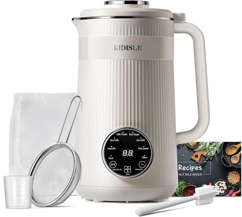 KIDISLE 8 in 1 Nut Milk Maker Machine, 32oz Self-Cleaning Automatic Blender | Almond, Soy, Oat, Coconut, Rice Paste & Juice, No Soaking, 12H Delay Start + Keep Warm, Boil Water, Fresh Homemade in Saudi Arabia