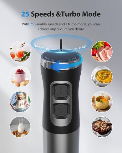1000W Powerful Immersion Blender Handheld, 2026 New Update Hand Blender with 25-Speed and Heavy-Duty Copper Motor (Silver) in Saudi Arabia
