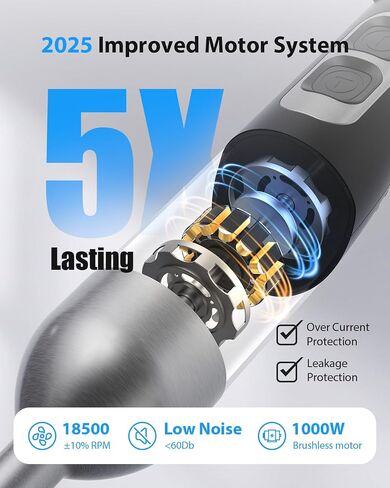 1000W Powerful Immersion Blender Handheld, 2026 New Update Hand Blender with 25-Speed and Heavy-Duty Copper Motor (Silver) in Saudi Arabia