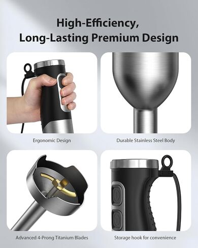 1000W Powerful Immersion Blender Handheld, 2026 New Update Hand Blender with 25-Speed and Heavy-Duty Copper Motor (Silver) in Saudi Arabia