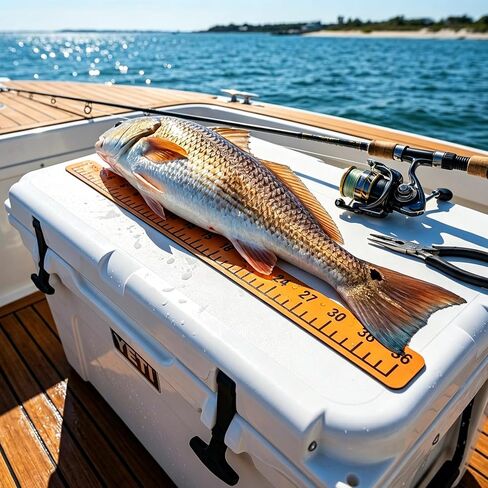 Teak Color EVA 36“ Fish Ruler Self-Adhesive Marine Boat Measuring Foah Ruler 36 Inch Fishing Ruler for Center Console, Bass Boat, Kayak, Cooler, Saltwater & Freshwater, Catch and Release Tool in Saudi Arabia