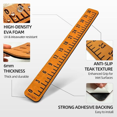 Teak Color EVA 36“ Fish Ruler Self-Adhesive Marine Boat Measuring Foah Ruler 36 Inch Fishing Ruler for Center Console, Bass Boat, Kayak, Cooler, Saltwater & Freshwater, Catch and Release Tool in Saudi Arabia