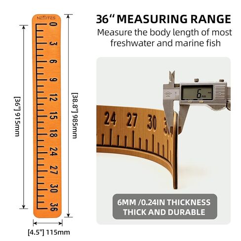 Teak Color EVA 36“ Fish Ruler Self-Adhesive Marine Boat Measuring Foah Ruler 36 Inch Fishing Ruler for Center Console, Bass Boat, Kayak, Cooler, Saltwater & Freshwater, Catch and Release Tool in Saudi Arabia