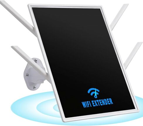 Solar WiFi Extender Signal Booster Outdoor, 4 Antennas Long Range up to 650-feet, Internet 2.4G WiFi, 15W Solar Panel, 26000mAh Battery, IP66 Waterproof, Solar WiFi Extender for Garden, Farm & Ranch in Kuwait