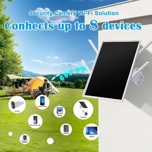 Solar WiFi Extender Signal Booster Outdoor, 4 Antennas Long Range up to 650-feet, Internet 2.4G WiFi, 15W Solar Panel, 26000mAh Battery, IP66 Waterproof, Solar WiFi Extender for Garden, Farm & Ranch in Kuwait