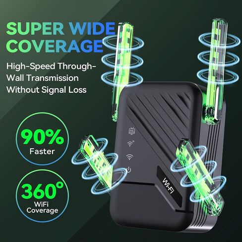 2026 Wireless Router Amplifier, WiFi Extender Signal Booster, Internet Extender Home, Long Range WiFi Repeater with Ethernet Port, 1-Tap Setup, Wide Compatibility in Kuwait
