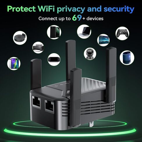 2026 Wireless Router Amplifier, WiFi Extender Signal Booster, Internet Extender Home, Long Range WiFi Repeater with Ethernet Port, 1-Tap Setup, Wide Compatibility in Kuwait