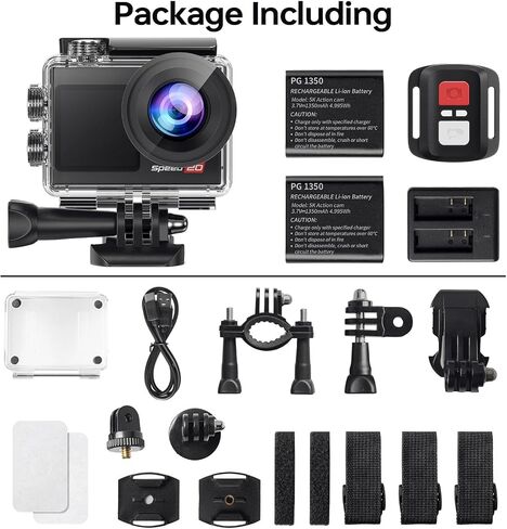 4K Action Camera 20MP Touch Screen WiFi EIS 131FT Waterproof | Dual touch screens, 170° wide-angle, 5X zoom, remote control. For snorkeling, biking, helmet. 2 rechargeable batteries. in Saudi Arabia