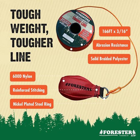 FORESTER Arborist Throw Line Kit W/Bag | 15oz Throw Weight & 166ft Rope | Ultra Slick 100% Polyester Rope | Arborist Equipment for Tree Climbing in Saudi Arabia