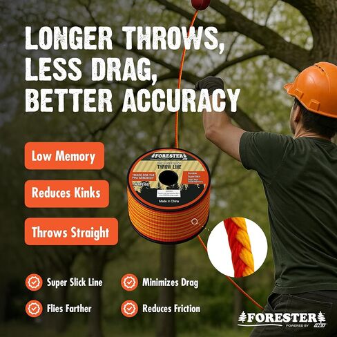 FORESTER Arborist Throw Line Kit W/Bag | 15oz Throw Weight & 166ft Rope | Ultra Slick 100% Polyester Rope | Arborist Equipment for Tree Climbing in Saudi Arabia