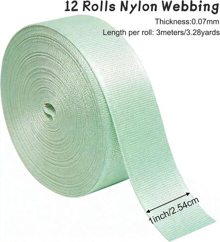 1 inch Webbing Strap Nylon Straps for Bags Handle | 12 Macaron Colors, 3.3 Yards, Strap for Backpack, Pet Collars, Climbing Outdoors Indoors Crafting DIY in Saudi Arabia