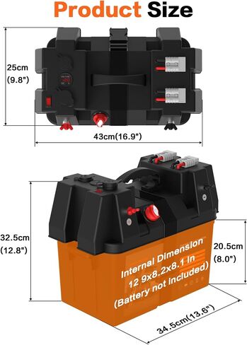 IZTOSS Portable Smart Battery Box, with Voltmeter, QC3.0+PD 18W Port, Cigarette Socket, Anderson Port, Power Switch Circuit Breaker, for Traction Motor, RV and Solar Panel, Battery not Included in Saudi Arabia