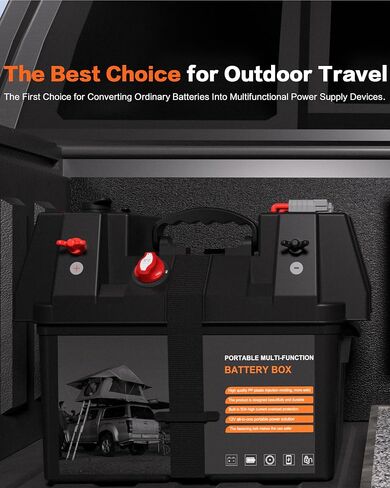 IZTOSS Portable Smart Battery Box, with Voltmeter, QC3.0+PD 18W Port, Cigarette Socket, Anderson Port, Power Switch Circuit Breaker, for Traction Motor, RV and Solar Panel, Battery not Included in Saudi Arabia