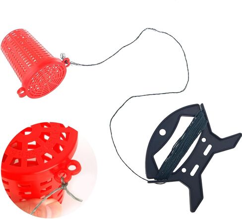 QAZXCDEW-12Pack Fishing Bait Cage Trap, Portable Live Bait Bucket Comes with a Dedicated Pull Cord and Cable Winder for Crab Crawfish Minnow Catfish, Fishing Tackle Gear（6 red and 6 White） in Saudi Arabia