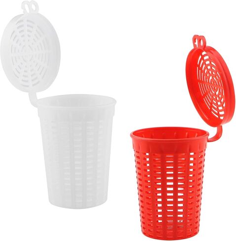 QAZXCDEW-12Pack Fishing Bait Cage Trap, Portable Live Bait Bucket Comes with a Dedicated Pull Cord and Cable Winder for Crab Crawfish Minnow Catfish, Fishing Tackle Gear（6 red and 6 White） in Saudi Arabia
