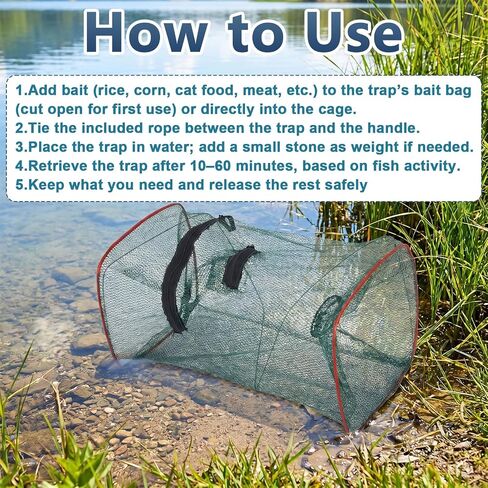 Collapsible Fishing Bait Trap Nets 2026 Premium Kits, Net for Minnow Fish Shrimp Crawfish Crab Outdoor Fishing in Saudi Arabia