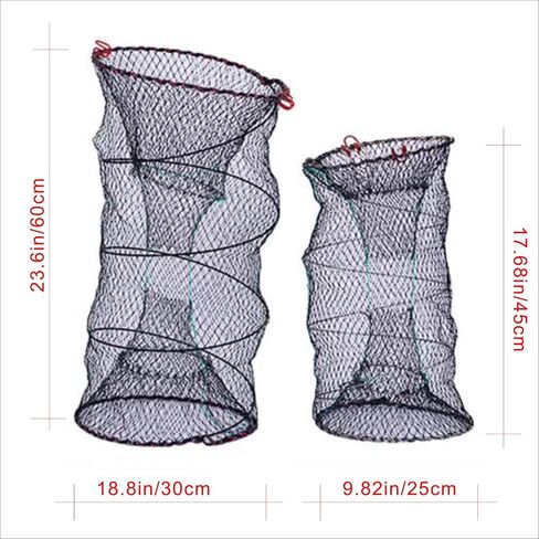 Collapsible Crab Trap Net, Foldable Fishing Trap 2 Pack | Medium and small sizes （ 23.6*18.8in and 17.68*9.82in） For Minnow, Crab, Shrimp, Crawfish , with Drawstring Bag included in Saudi Arabia