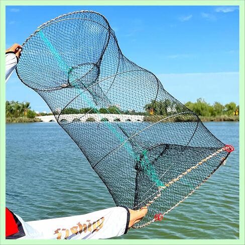 Collapsible Crab Trap Net, Foldable Fishing Trap 2 Pack | Medium and small sizes （ 23.6*18.8in and 17.68*9.82in） For Minnow, Crab, Shrimp, Crawfish , with Drawstring Bag included in Saudi Arabia