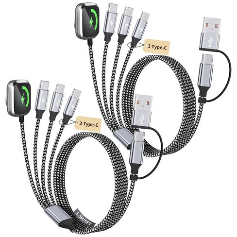 Travel Essentials 4-in-2 Multi Charging Cable for Apple Watch Charger, 5FT | Charging Cords for Multiple Devices with Dual Type-C/IP/iWatch Charger, Travel Cable for iWatch Ultra/11-2, iPhone17-8 in Saudi Arabia