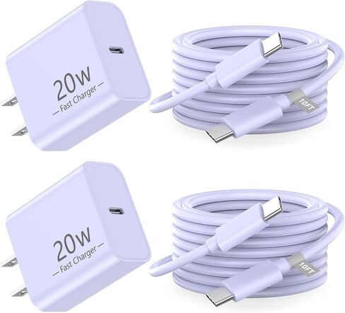 iPhone 17 16 15 Charger Fast Charging 10FT, 20W USB C Charger Block & Cable | 2Pack [Apple MFi Certified] 20W Type C Charger & 10FT Long Type C Charging Cord for iPhone 17/17 Pro/17 Pro Max/16 15 Pro Max in Saudi Arabia