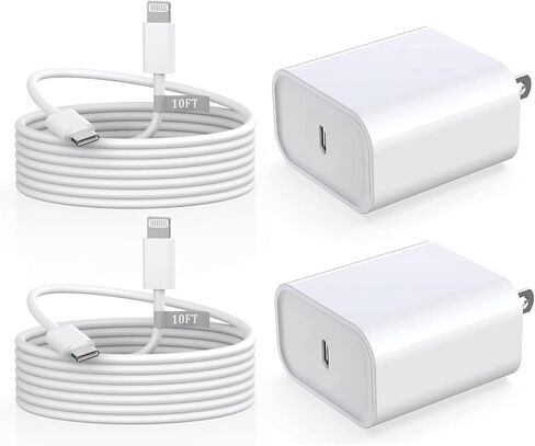 iPhone 17 16 15 Charger Fast Charging 10FT, 20W USB C Charger Block & Cable | 2Pack [Apple MFi Certified] 20W Type C Charger & 10FT Long Type C Charging Cord for iPhone 17/17 Pro/17 Pro Max/16 15 Pro Max in Kuwait