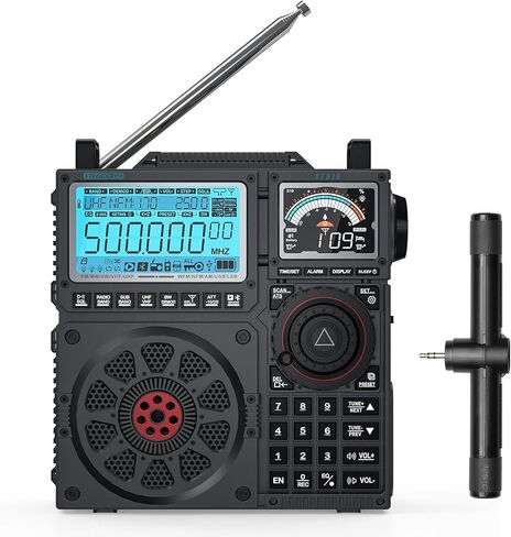 رادي RF919 SSB مستقبل راديو على الموجات القصيرة، نطاق كامل NOAA، أسود | موالف هوائي، 3 منافذ هوائي خارجي، بطارية قابلة للشحن 5000 مللي أمبير، AIR/CB/UHF in Kuwait